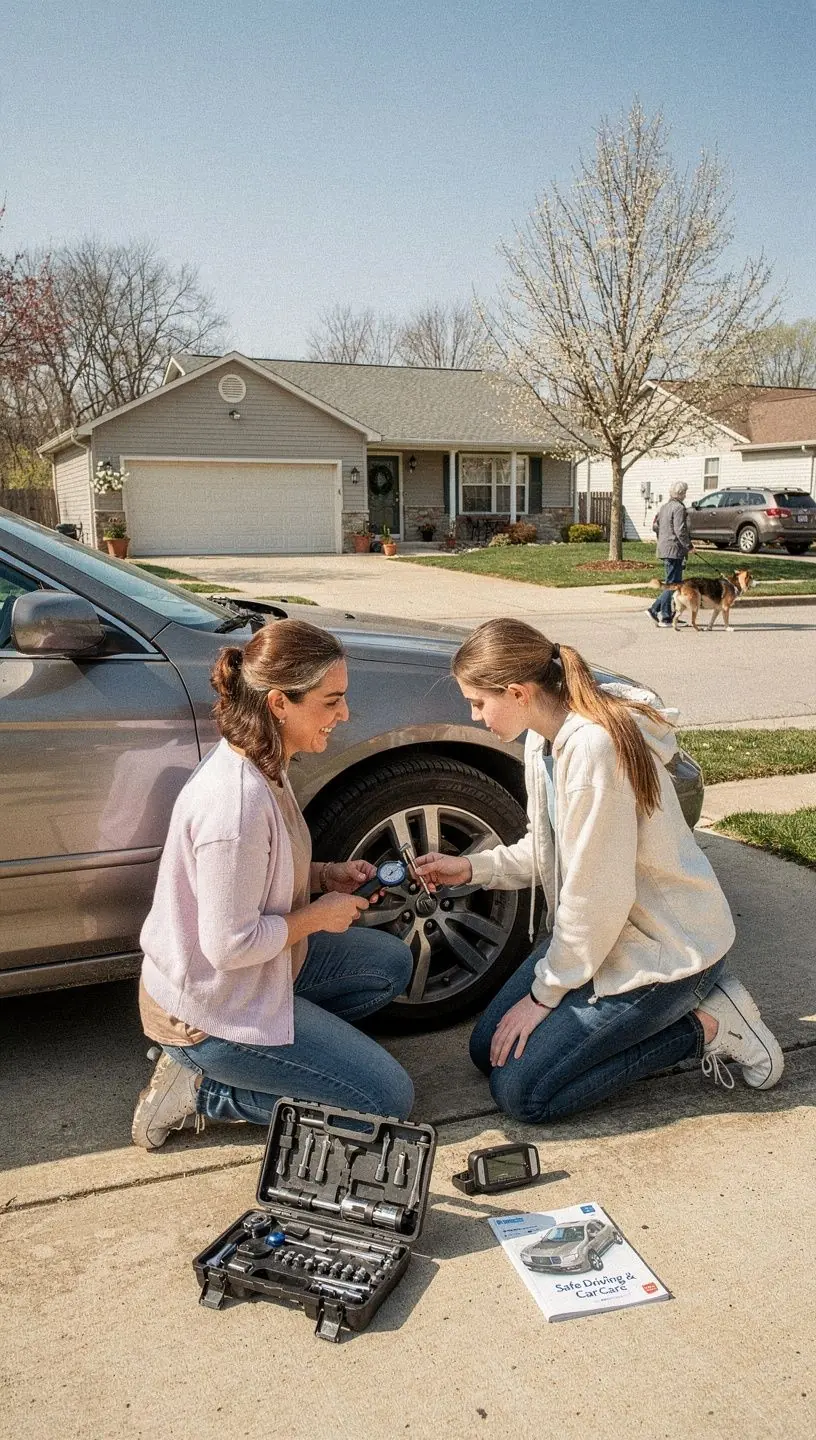 Kierowca sprawdzający polisę ubezpieczeniową przed podróżą.