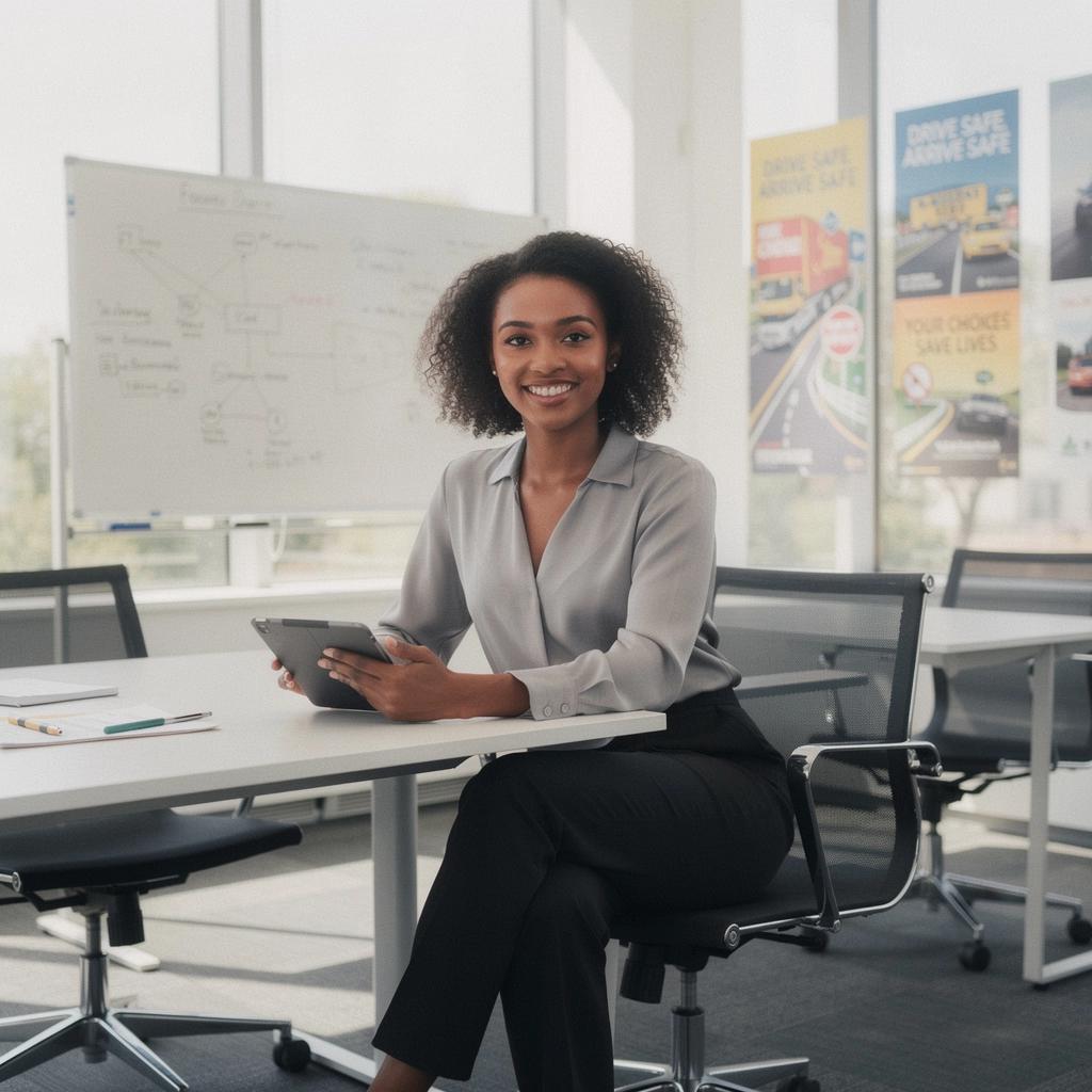 Kobieta w samochodzie korzystająca z aplikacji ubezpieczeniowej na telefonie.